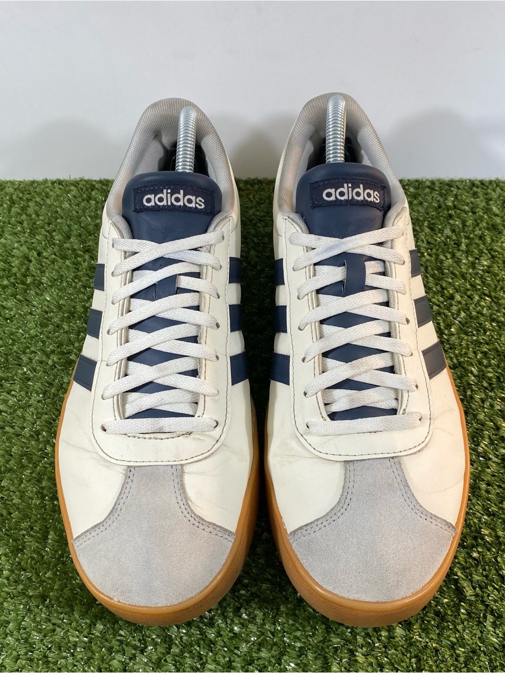 Adidas VL Court Base Men's 10 Off White Blue Shoes Sneakers Athletic Casual